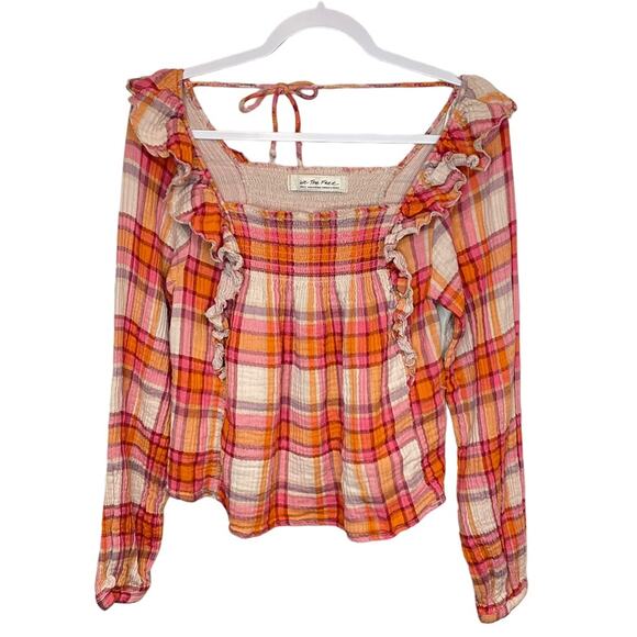 WE THE FREE FREE PEOPLE Siena Plaid Pullover Blouse Sz Small Autumn Cottagecore - Picture 2 of 14
